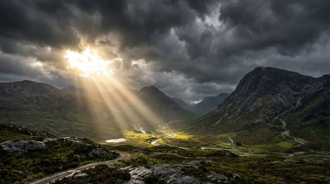 Sunlight Breaking Through Dark Clouds Symbolizing Hope
