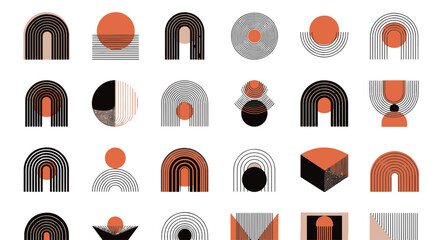 Abstract Geometric Arches Sun Shapes Mid Century Modern Minimalist Design © Ronald