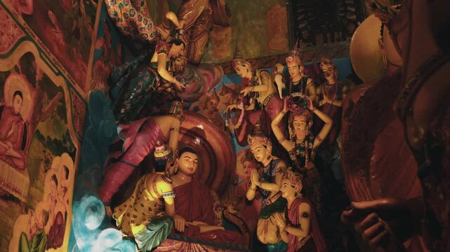 Detailed Buddhist Temple Statues Interior Colombo Sri Lanka
