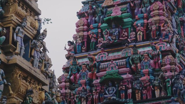 Colorful Hindu Temple Facade in Colombo Sri Lanka Architecture Detail