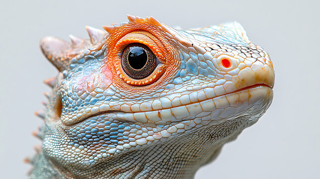 Studio close-up of tuatara showcasing prehistoric dragon-like features sharp lighting pure white background 