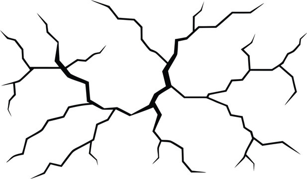 Black cracks on white background fractures wall cracks 1 fractures set