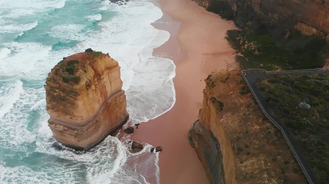 The Twelve Apostles, Port Campbell National Park. Collection of limestone stacks off the shore of Victoria coastline. Slow motion