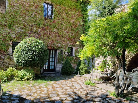 Montesanto, Umbria, Italy - September 24, 2025, perspective view of a charming house in Montesanto, a hamlet in the municipality of Sellano, in the province of Perugia.