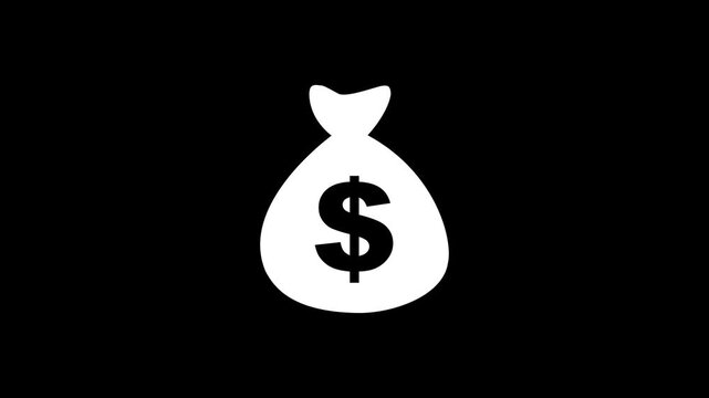 Glowing money bag and coin with dollar signs icon animation. Suitable for finance, banking, investment, savings, and wealthrelated concepts in designs. Banking concept financial realistic icon