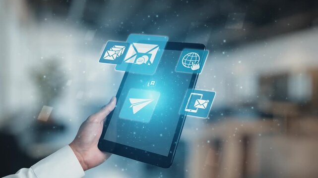 Email icons show digital communication, email service, and inbox management. Email supports online messaging, email notification, and secure exchange. Gist