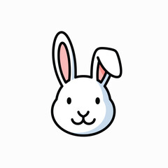 Obraz premium Cartoon white rabbit face smiling.