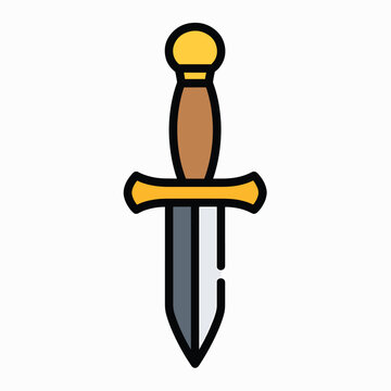Dagger with yellow and brown handle.