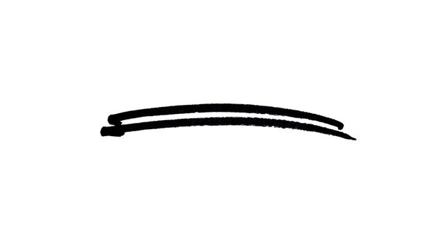 Black zig-zag marker stroke with a double underline on transparent background in 4K, hand-drawn for highlighting