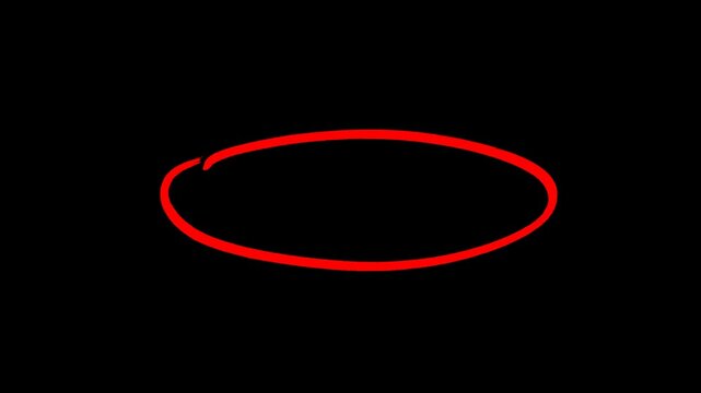  Hand-drawn animated highlighter elements, including circles, marks, frames, borders, and selections for text. Red design elements isolated on a black background.