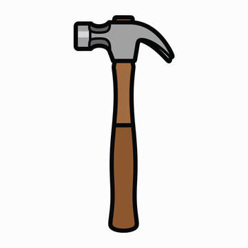 Hammer with brown wooden handle 1.