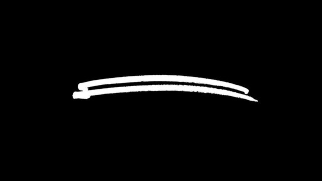 Hand-drawn white underline highlighter animation, sketching elements on a transparent background
