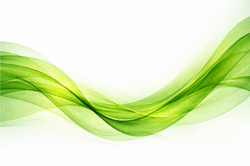 Fototapeta premium An abstract green wave background featuring a flowing curve design with light motion lines creates a modern vector wallpaper and business banner template inspired by nature and energy