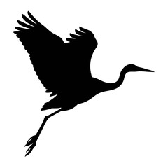 Fototapeta premium Flying crane silhouette vector art for graphic design and wildlife illustration projects use free