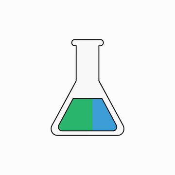 Laboratory Erlenmeyer Flask with Liquids.