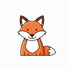 Obraz premium Cartoon Fox Sitting Smiling Face.