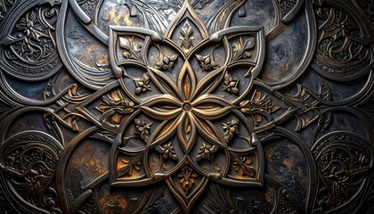 Obraz premium Intricate Metalwork - A Detailed Close-Up of an Ornate Design.