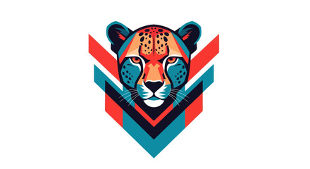 Stylized cheetah portrait geometric design vector illustration isolated © Ditz