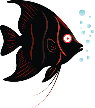 Red Devil Angel fish silhouette