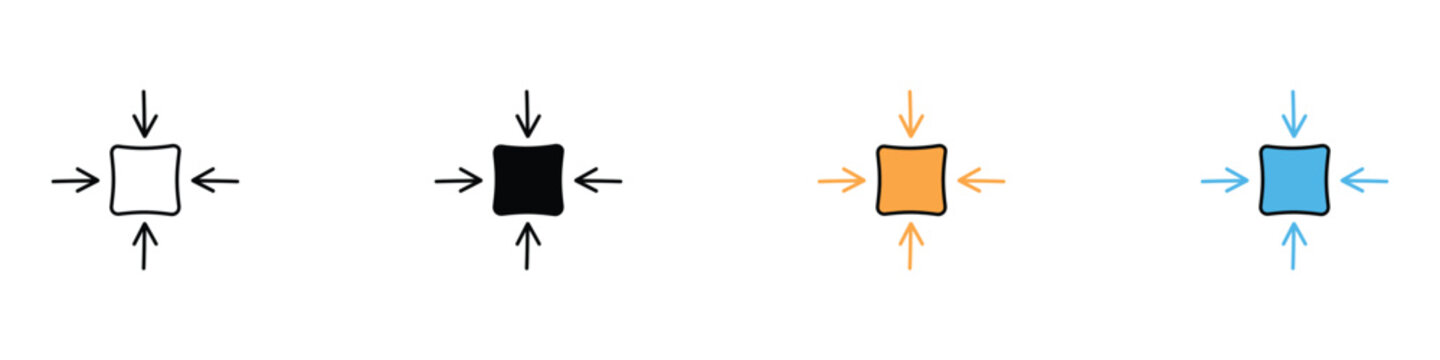 Shrink and compress icon set. Minimize and reduce scale interface symbol. Vector Illustration.