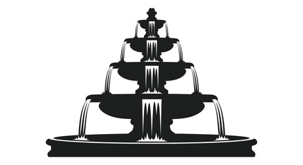 Elegant tiered fountain design presented as a striking black silhouette © Kuntol02