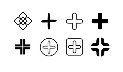 Obraz premium A set of modern plus sign icons in various designs and styles