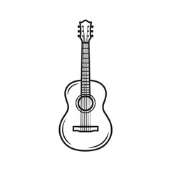 Obraz premium Minimal Line Art Acoustic Guitar Vector Illustration