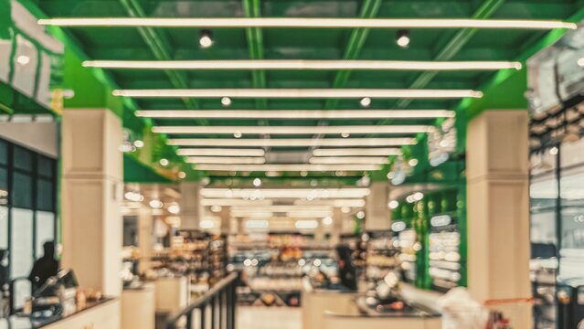 Defocused abstract background of minimarket