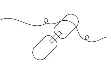 Obraz premium Digital connection chain link icon continuous one line art single drawing on white background minimal join and networking symbol outline vector illustration