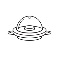 Fototapeta premium Vector graphic illustration of a cloche server with a glass dome and handles on a white background for food presentation