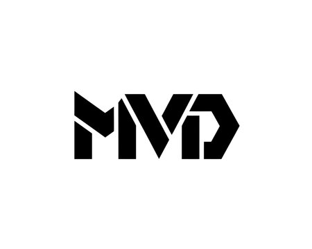 A modern black vector graphic logo featuring the stylized letters MVD