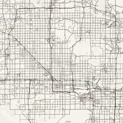 Obraz premium Phoenix City Map Sophisticated Geometric Urban Topography Featuring Meticulous Linework and Balanced Composition in a Timeless Minimalist Scandinavian Blueprint Aesthetic for Large Wall Decor.