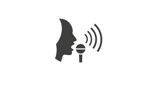 Black silhouette of a person speaking.