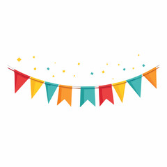 Obraz premium Festive banner with colorful pennants and confetti, celebrating joyful events and parties with vibrant decorations