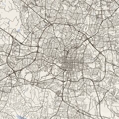 Obraz premium Raleigh City Map Refined Cartographic Artwork Showcasing Elegant Street Patterns with Crisp Monochrome Palette and Contemporary Gallery Style Wall Art for Sophisticated Scandinavian Studies.