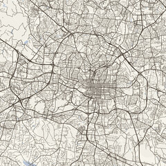 Obraz premium Raleigh City Map Sophisticated Geometric Urban Topography Featuring Meticulous Linework and Balanced Composition in a Timeless Minimalist Scandinavian Blueprint Aesthetic for Modern Studies.
