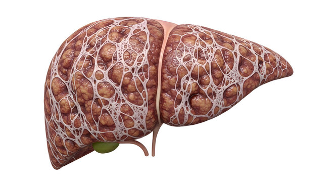 Anatomical illustration of the human liver with visible internal structure