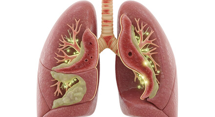 Fototapeta premium Illustration of the human lungs highlighting the bronchial tree and airways