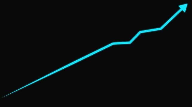 Creative Graph hand drawn arrow chart growing up. Abstract arrow business graph icon animation background