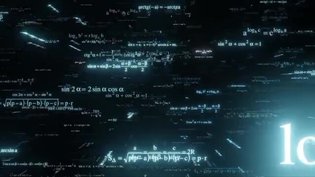 Abstract Mathematical Formulas and Physics Equations on Dark Background Motion Graphics