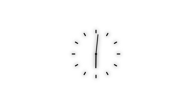 Simple Modern Clock Face Design.black color clock icon animation on white background. analog clock timer circle animated.