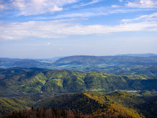 View of montain Twarogi in Gorce Mountains from summit of mountain Luban. © Yulia
