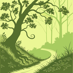 Obraz premium A green forest scene with a winding path