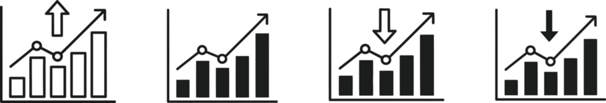 Business Chart Icons Set Vector Illustration for Financial Data Analysis