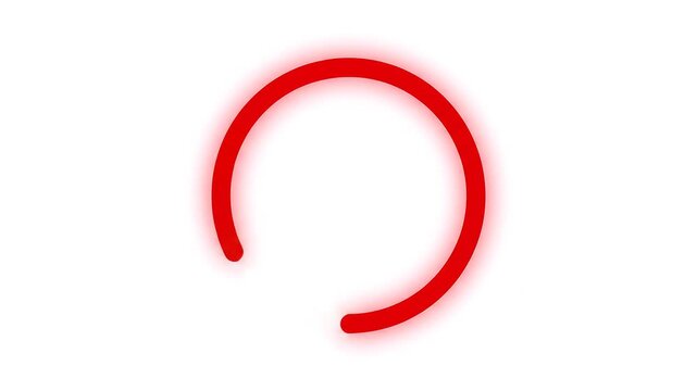 Red glowing circular arc on white background, incomplete ring resembling loading icon, digital progress and urgency atmosphere&hellip;
