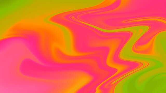 High Contrast Neon Orange and Pink Fluid Background, Vibrant Green Abstract Liquid Wave for Music Festival and Tech Design