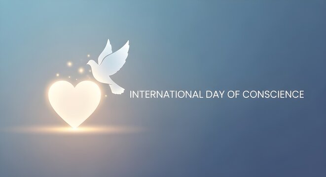 International day of conscience with dove and heart