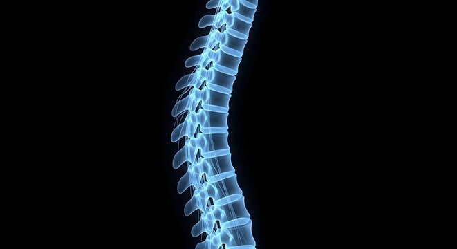 Human spine x ray image showing detailed vertebrae structure