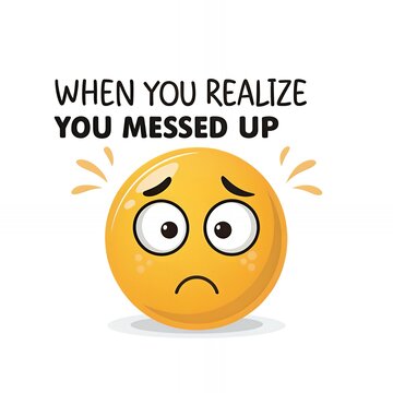 Sad Emoji Face Oops Messed Up Regret Mistake Oops Fail Funny Cartoon Illustration Graphic