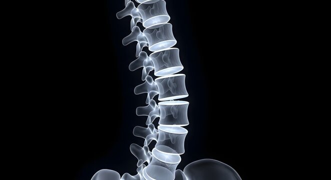 Human spine x ray image showing vertebral column structure